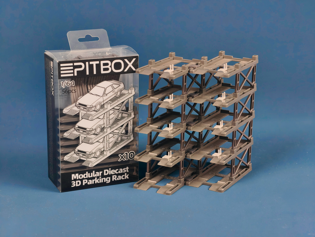 Modular Diecast 3D Parking Racks (10 Vehicles)