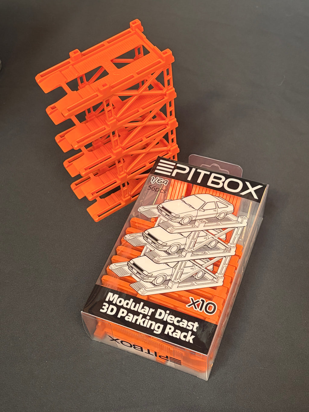 Modular Diecast 3D Parking Racks (10 Vehicles)
