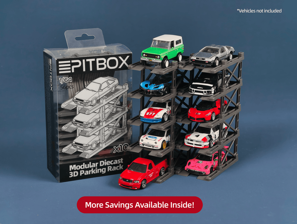 PITBOXLAB Modular Diecast 3D Parking Racks (10 Vehicles)
