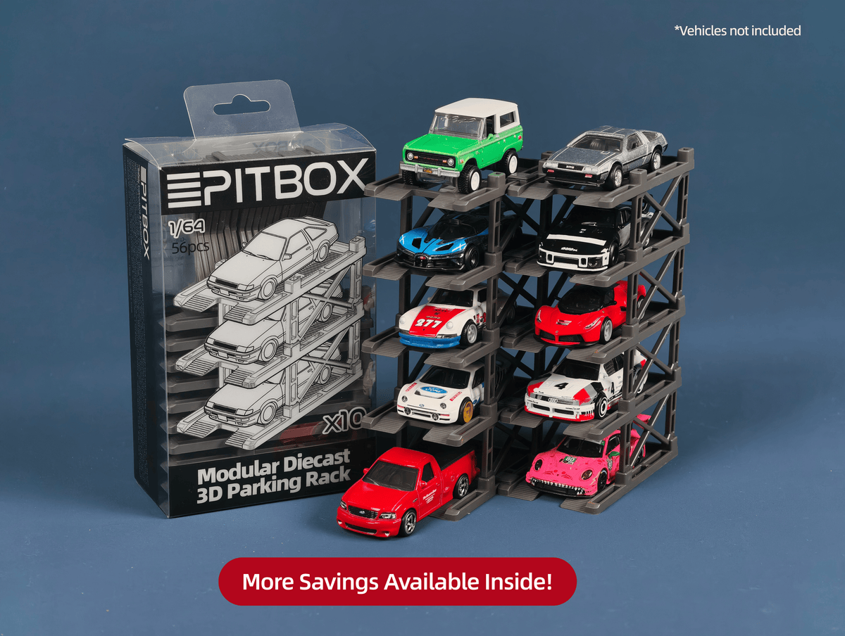 PITBOXLAB Modular Diecast 3D Parking Racks (10 Vehicles)